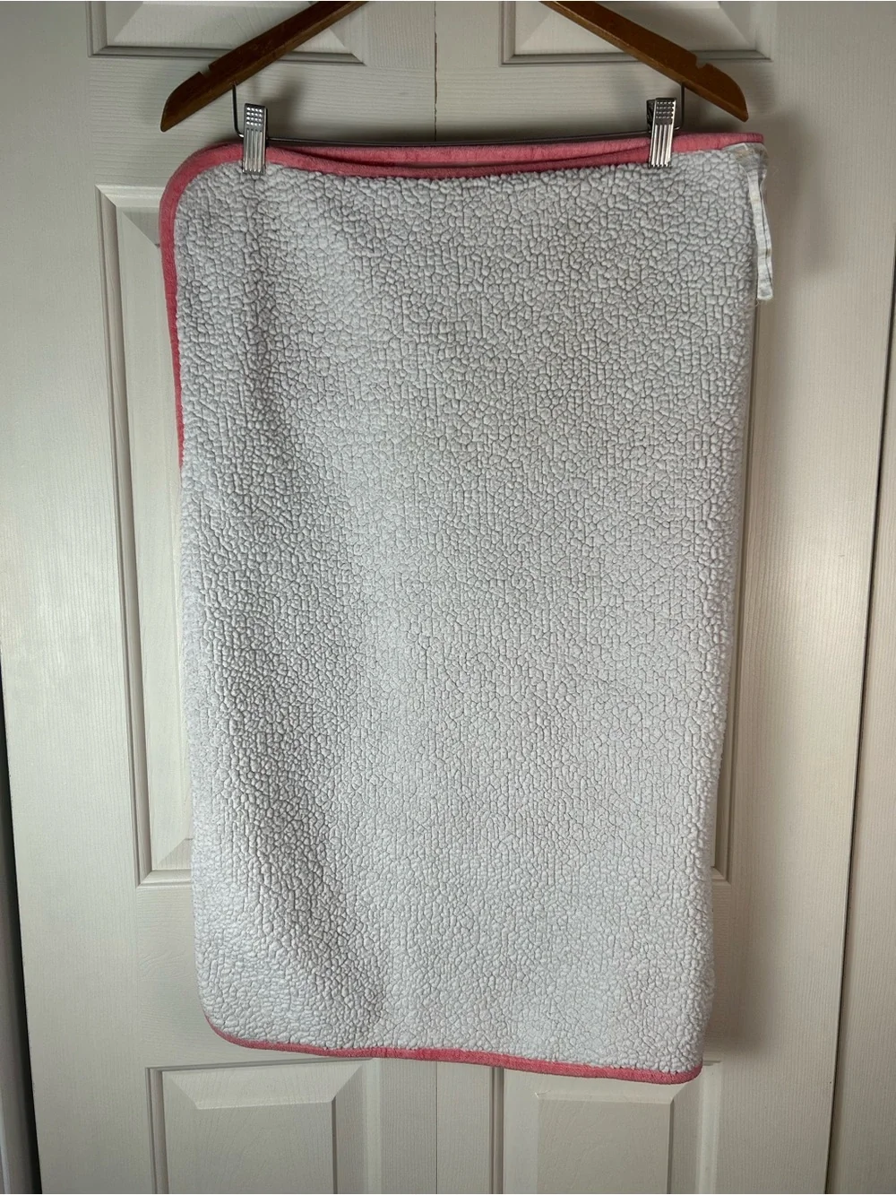 Parent's Choice Pink White Patchwork Squares Baby Blanket Sherpa Coral Peach